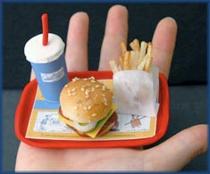 Ingerir porções pequenas de alimentos ricos em gorduras, como fast food, é uma ótima maneira de controlar o peso e a glicemia!